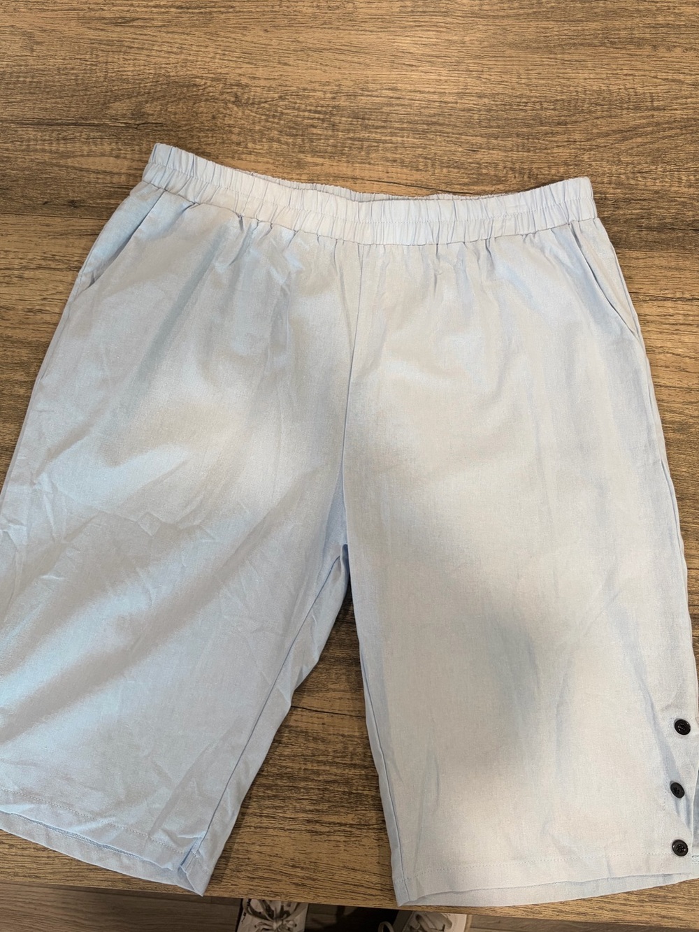 Light Blue women’s Casual Elastic-Waist Shorts